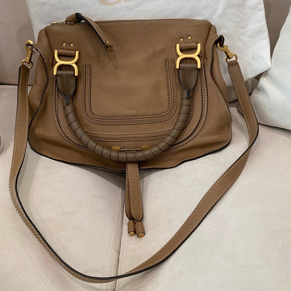 Chloé Medium Marcie Leather Satchel (Desert Taupe) - Picture 2 of 11